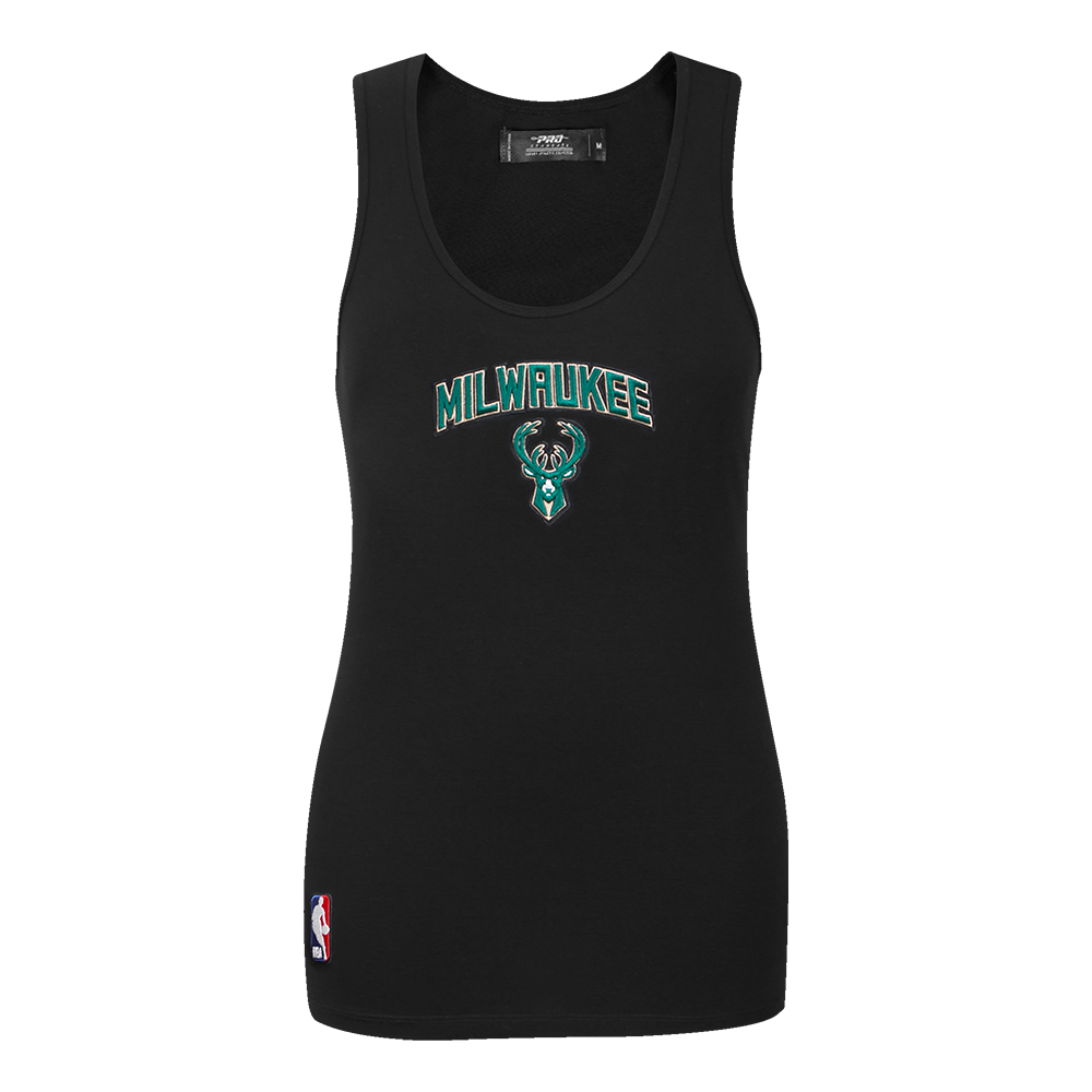 PLAYERA DE TIRANTES DE CORTE RELAJADO NBA MILWAUKEE BUCKS CLASSIC ESSENTIALS PARA MUJER