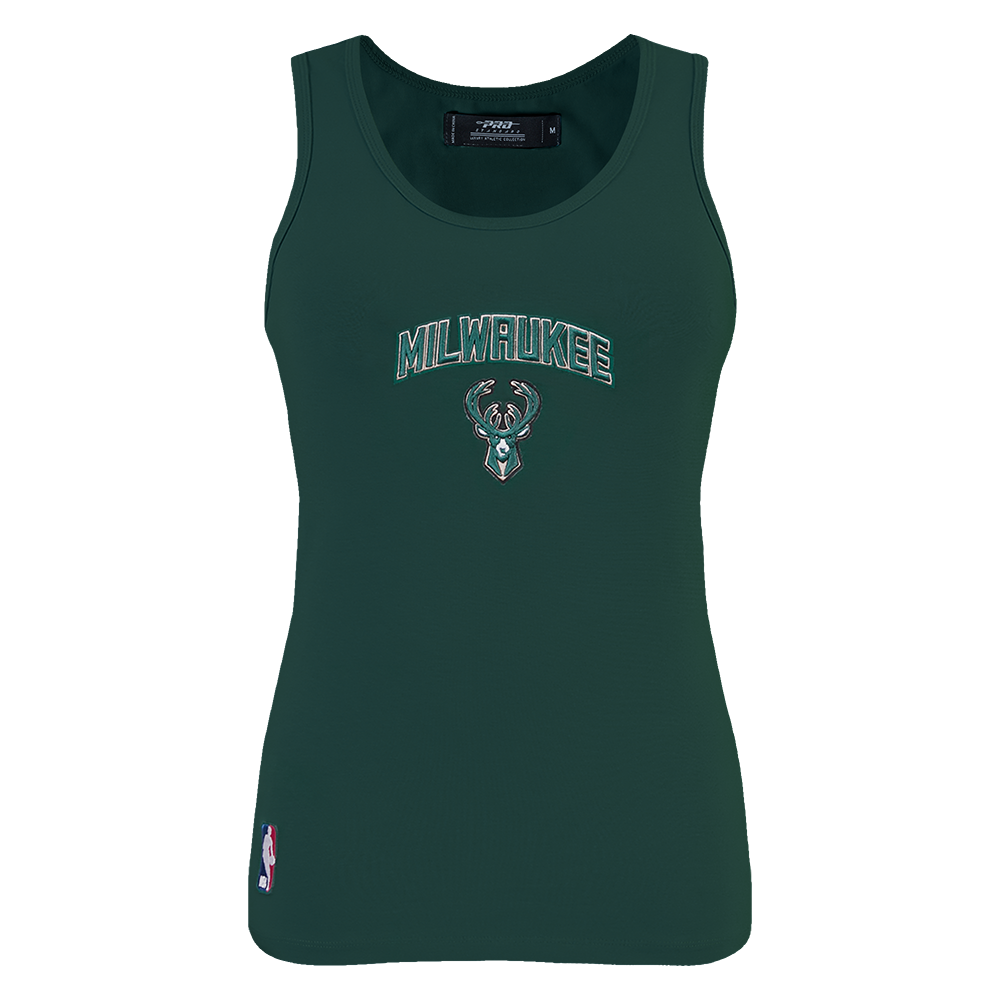 PLAYERA DE TIRANTES DE CORTE RELAJADO NBA MILWAUKEE BUCKS CLASSIC ESSENTIALS PARA MUJER