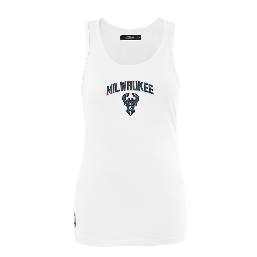 PLAYERA DE TIRANTES DE CORTE RELAJADO NBA MILWAUKEE BUCKS CLASSIC ESSENTIALS PARA MUJER
