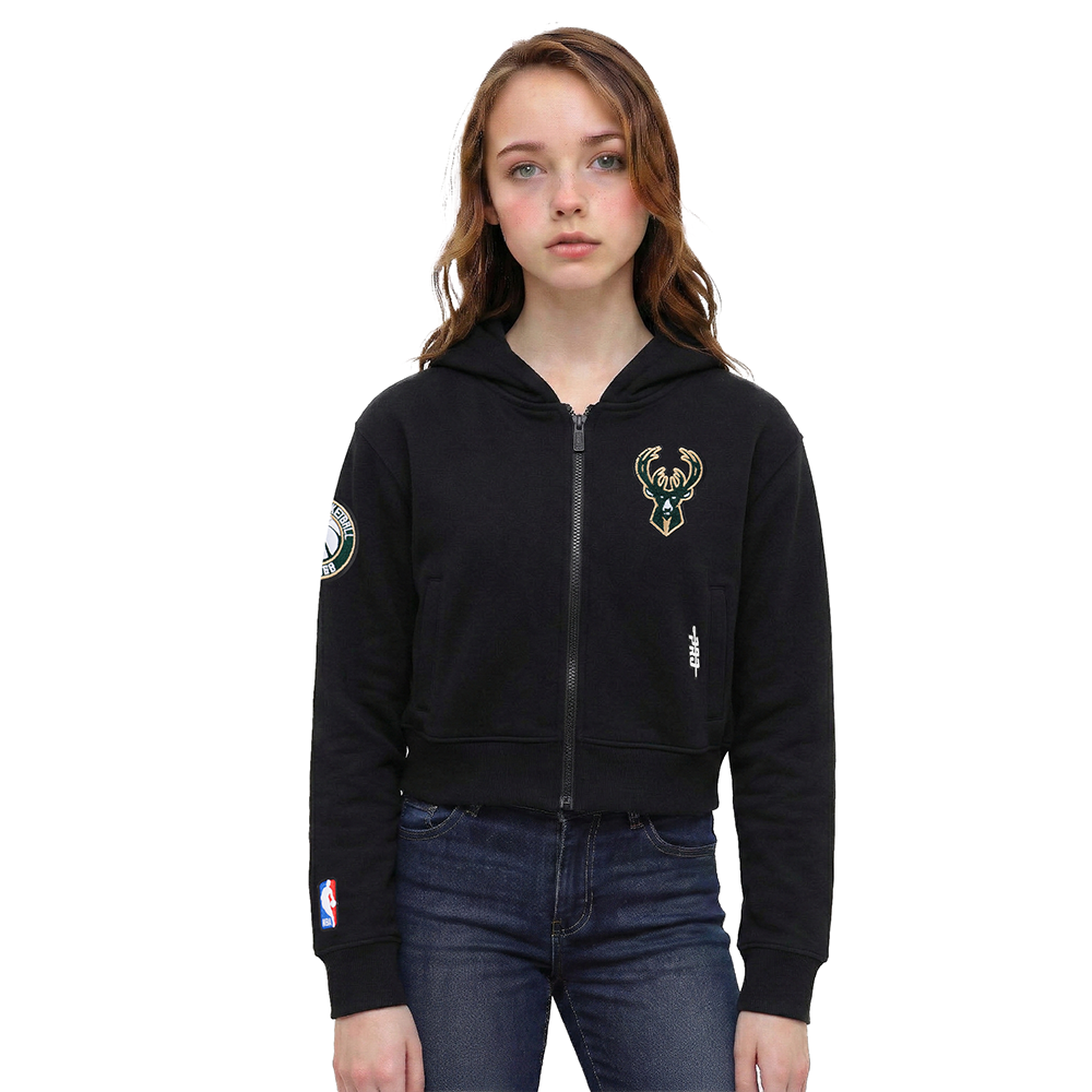 SUDADERA CON CIERRE NBA MILWAUKEE BUCKS CLASSIC ESSENTIALS PARA NIÑA JUNIOR