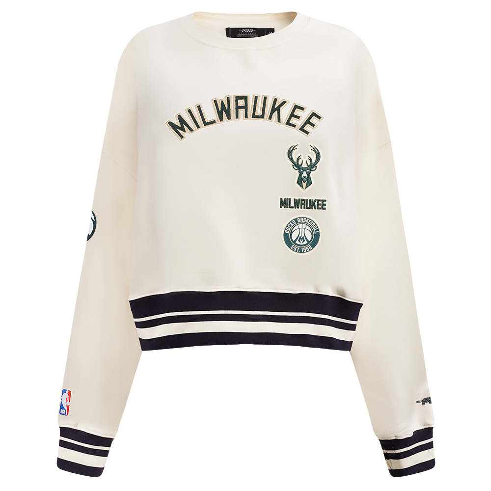 SUDADERA DE CUELLO REDONDO NBA MILWAUKEE BUCKS RETRO CLASSICS PARA MUJER