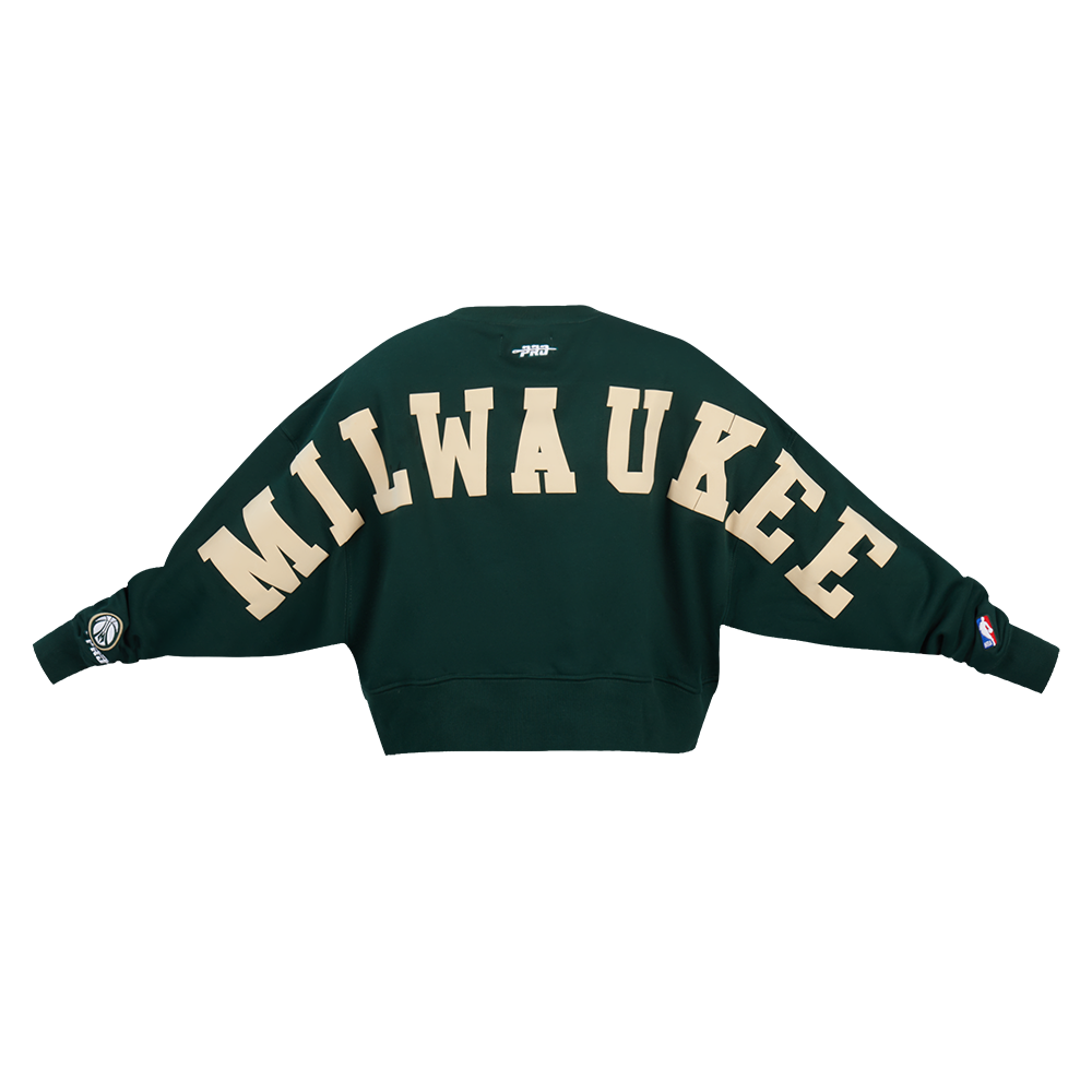 SUDADERA DE CUELLO REDONDO NBA MILWAUKEE BUCKS WINGSPAN PARA MUJER