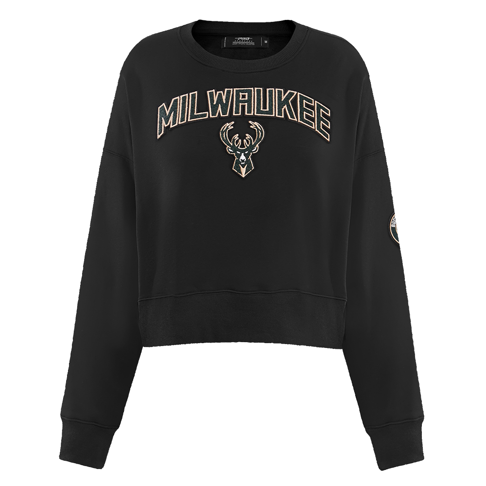 SUDADERA DE CUELLO REDONDO NBA MILWAUKEE BUCKS CLASSIC ESSENTIALS PARA MUJER