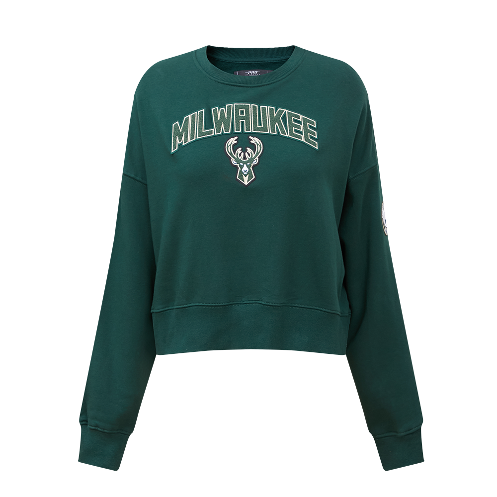 SUDADERA DE CUELLO REDONDO NBA MILWAUKEE BUCKS CLASSIC ESSENTIALS PARA MUJER