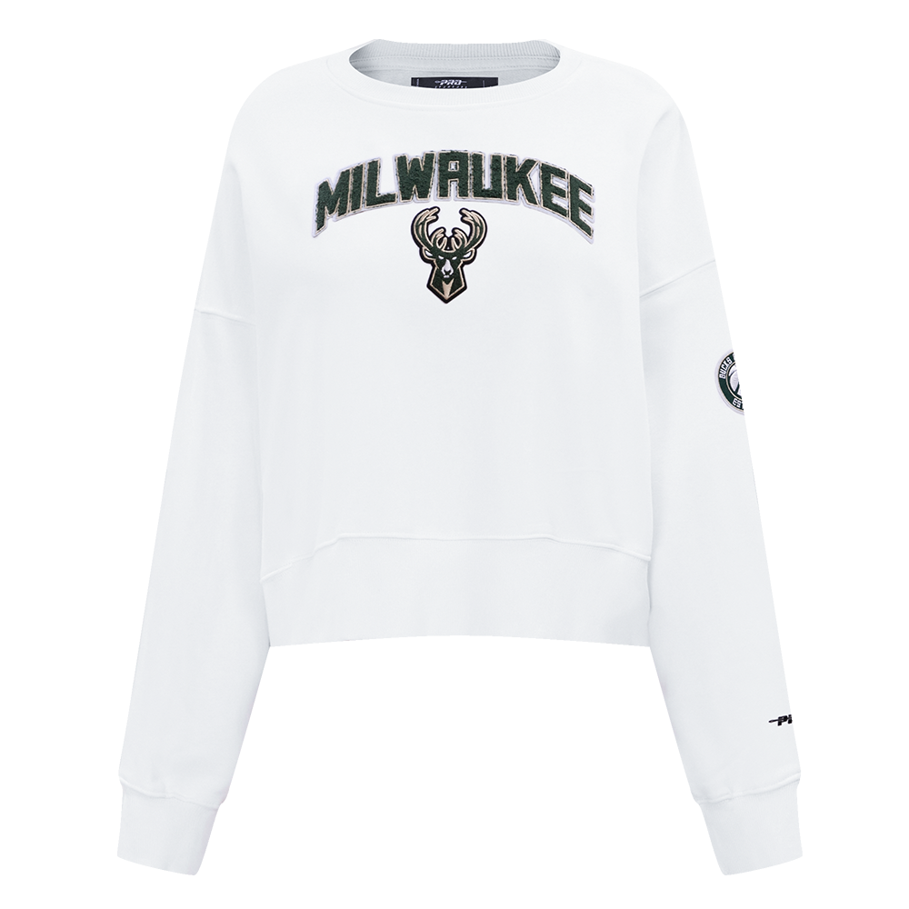 SUDADERA DE CUELLO REDONDO NBA MILWAUKEE BUCKS CLASSIC ESSENTIALS PARA MUJER