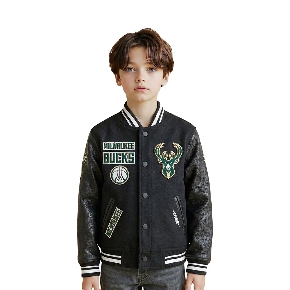 CHAMARRA UNIVERSITARIA NBA MILWAUKEE BUCKS RETRO CLASSICS PARA NIÑO