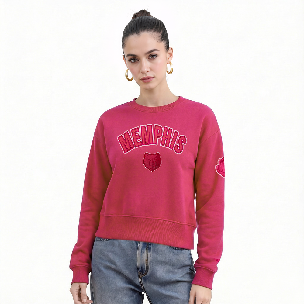 SUDADERA DE CUELLO REDONDO NBA MEMPHIS GRIZZLIES CLASSIC TRIPLE PINK PARA MUJER