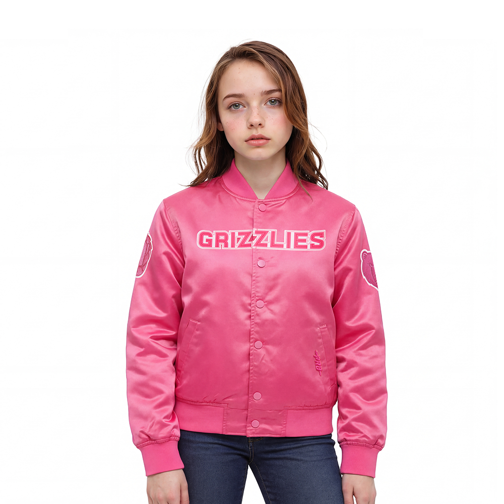 CHAMARRA DE SATIN NBA MEMPHIS GRIZZLIES CLASSIC TRIPLE PINK PARA NIÑA