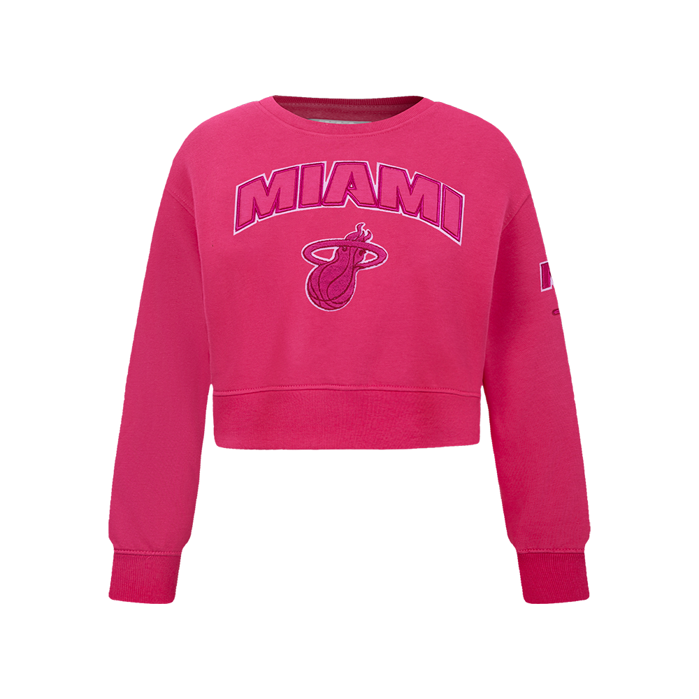 SUDADERA DE CUELLO REDONDO NBA MIAMI HEAT CLASSIC TRIPLE PINK PARA NIÑA JUNIOR