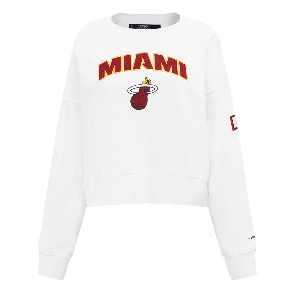 SUDADERA DE CUELLO REDONDO NBA MIAMI HEAT CLASSIC CHENILLE PARA MUJER