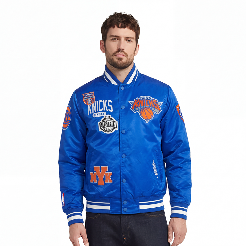 CHAMARRA DE SATIN NBA NEW YORK KNICKS LETTERMAN
