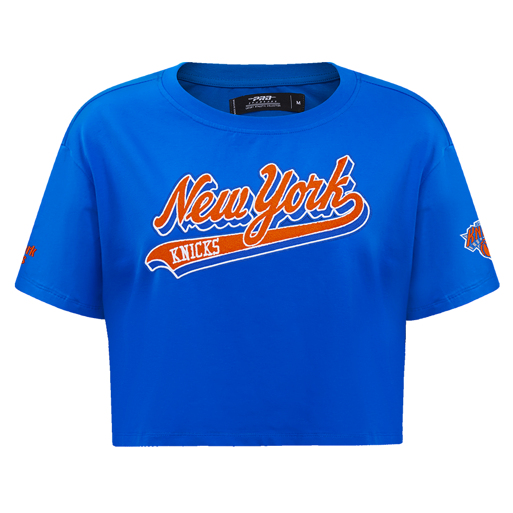PLAYERA CROP NBA NEW YORK KNICKS SCRIPT TAIL PARA MUJER