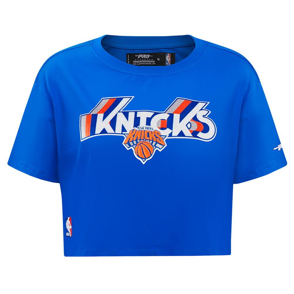 PLAYERA CROP NBA NEW YORK KNICKS RETRO ELEVATION PARA MUJER