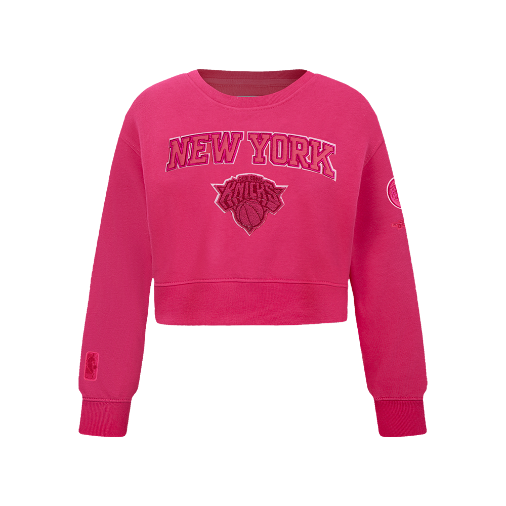 SUDADERA DE CUELLO REDONDO NBA NEW YORK KNICKS CLASSIC TRIPLE PINK PARA NIÑA JUNIOR