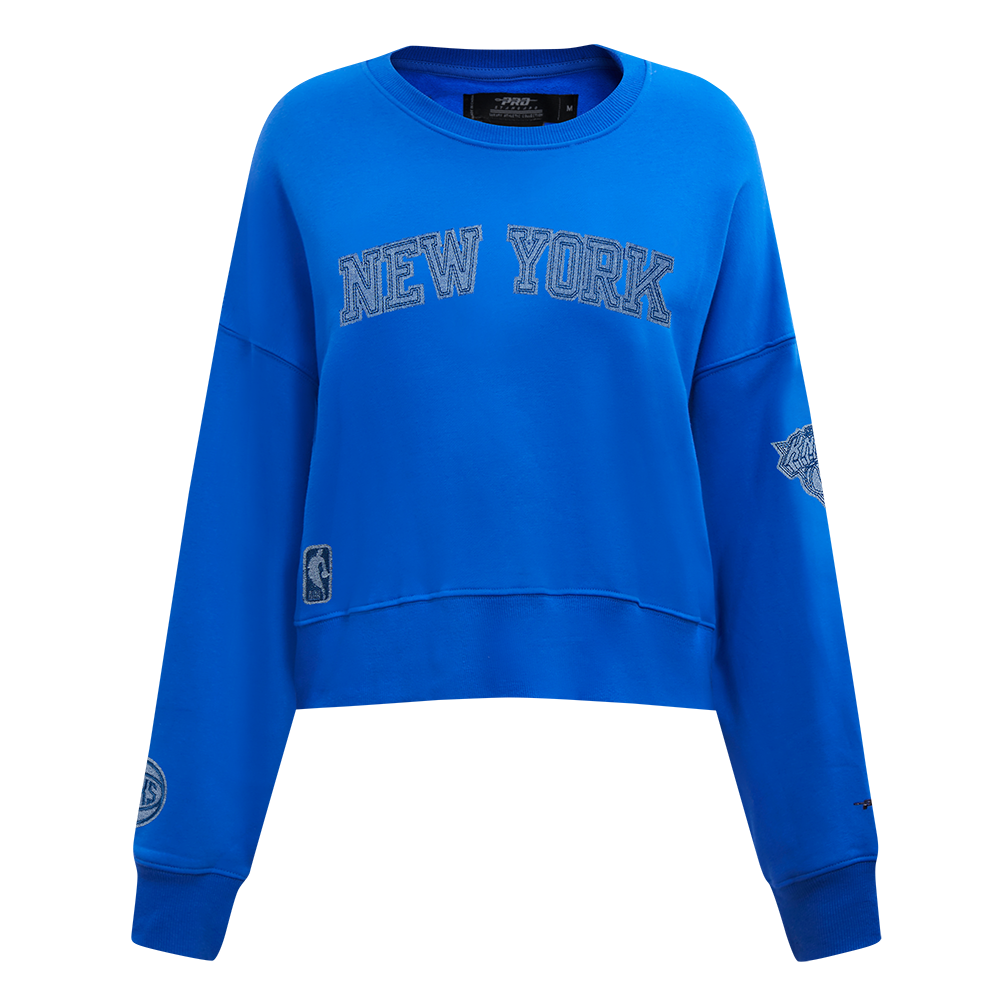 SUDADERA DE CUELLO REDONDO NBA NEW YORK KNICKS VARSITY BLUES PARA MUJER
