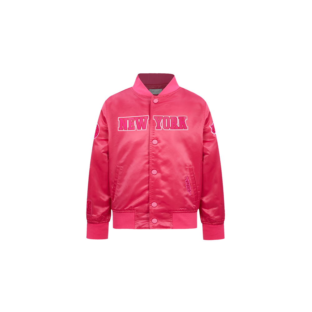 CHAMARRA DE SATIN NBA NEW YORK KNICKS CLASSIC TRIPLE PINK PARA BEBÉ NIÑA