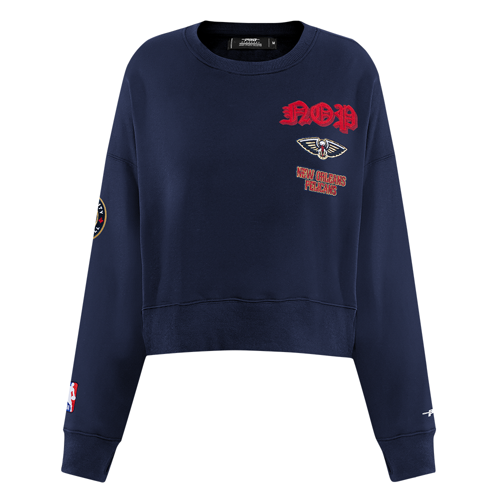 SUDADERA DE CUELLO REDONDO NBA NEW ORLEANS PELICANS OLD ENGLISH PARA MUJER
