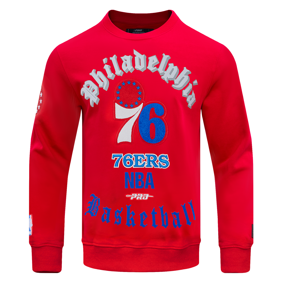 SUDADERA DE CUELLO REDONDO NBA PHILADELPHIA 76ERS OLD ENGLISH
