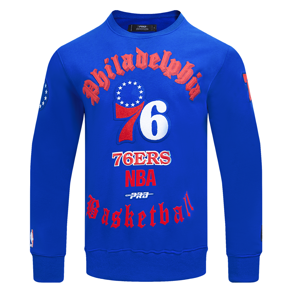 SUDADERA DE CUELLO REDONDO NBA PHILADELPHIA 76ERS OLD ENGLISH