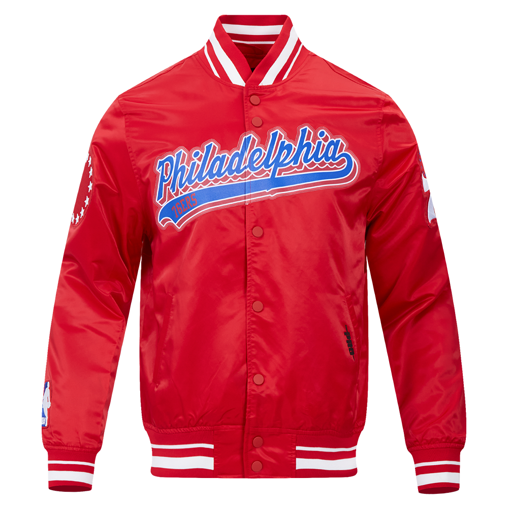 CHAMARRA DE SATÍN NBA PHILADELPHIA 76ERS SCRIPT TAIL