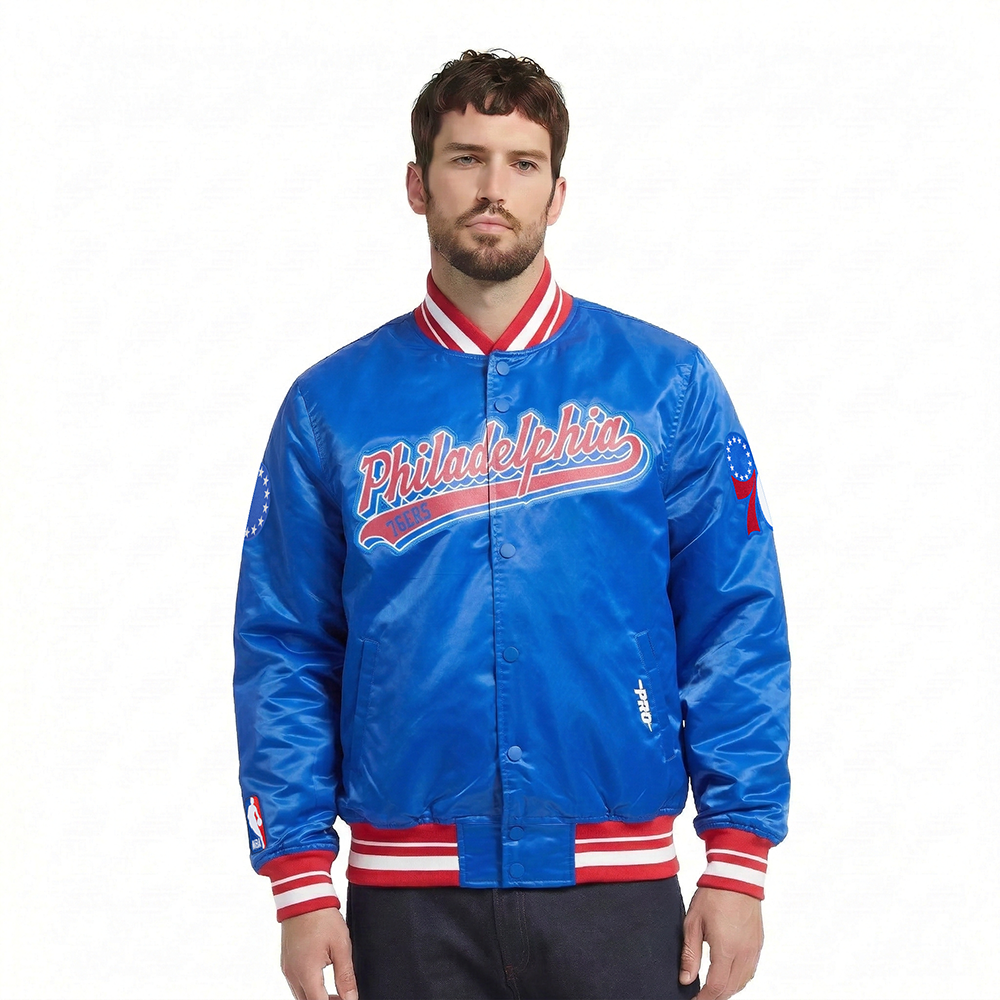CHAMARRA DE SATÍN NBA PHILADELPHIA 76ERS SCRIPT TAIL