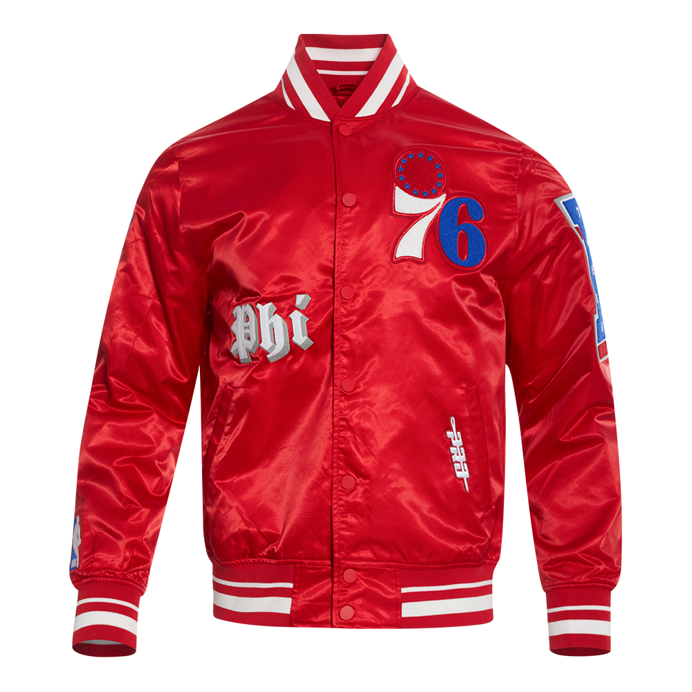 CHAMARRA DE SATÍN NBA PHILADELPHIA 76ERS OLD ENGLISH