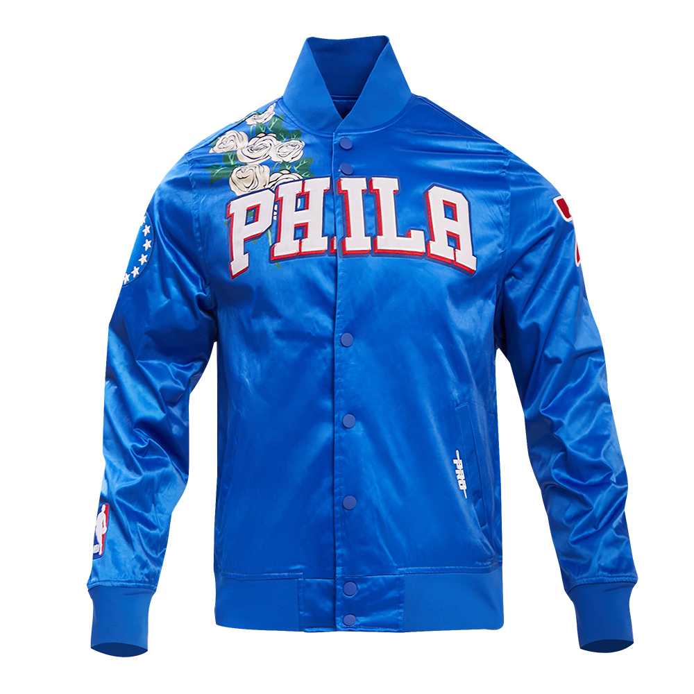 CHAMARRA DE SATÍN NBA PHILADELPHIA 76ERS ROSES