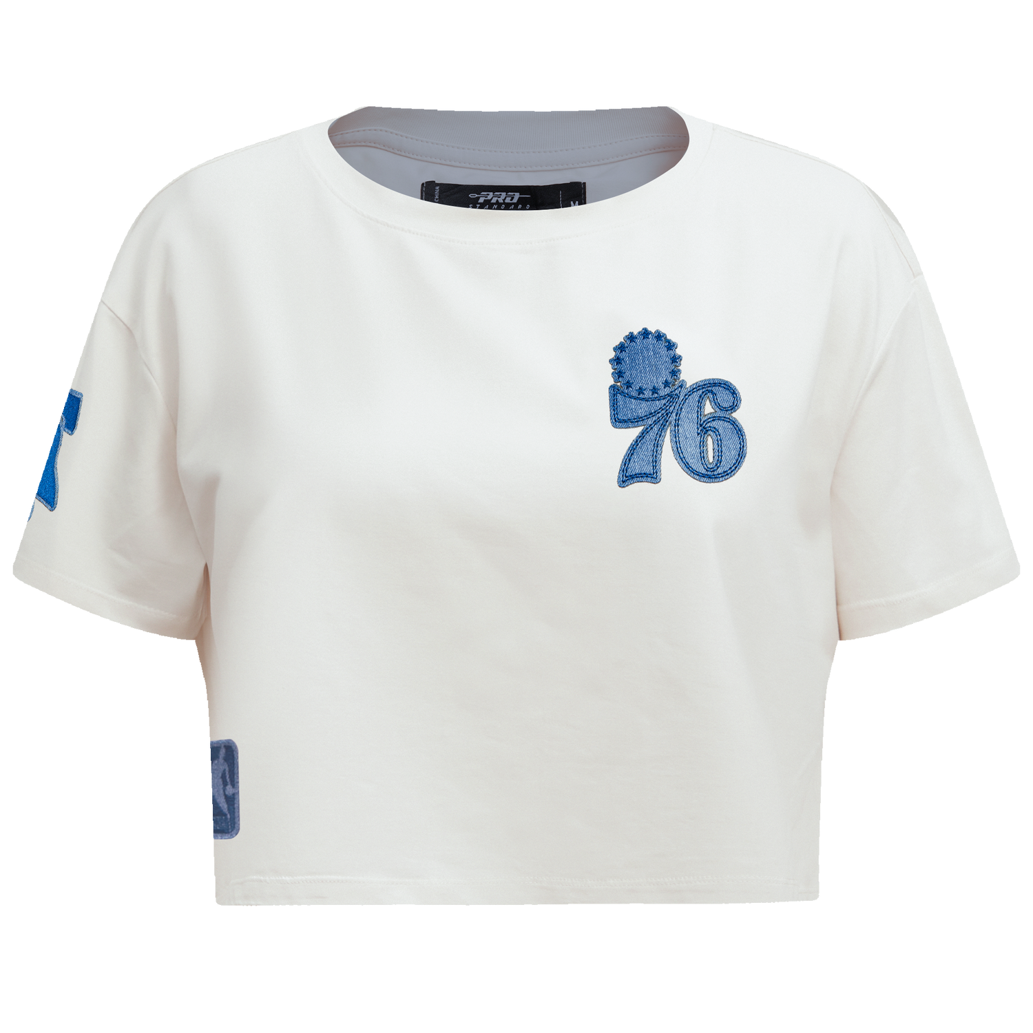 PLAYERA CROP NBA PHILADELPHIA 76ERS VARSITY BLUES PARA MUJER