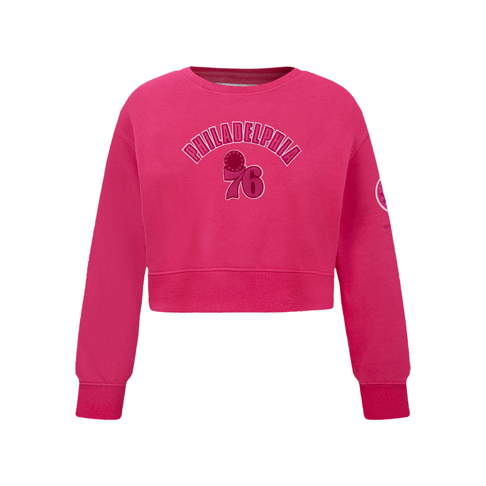 SUDADERA DE CUELLO REDONDO NBA PHILADELPHIA 76ERS CLASSIC TRIPLE PINK PARA NIÑA JUNIOR
