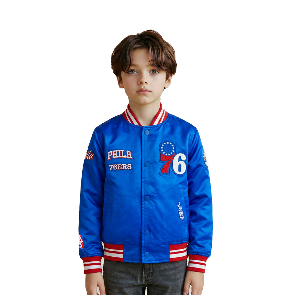 CHAMARRA DE SATIN NBA PHILADELPHIA 76ERS RETRO CLASSICS PARA NIÑO