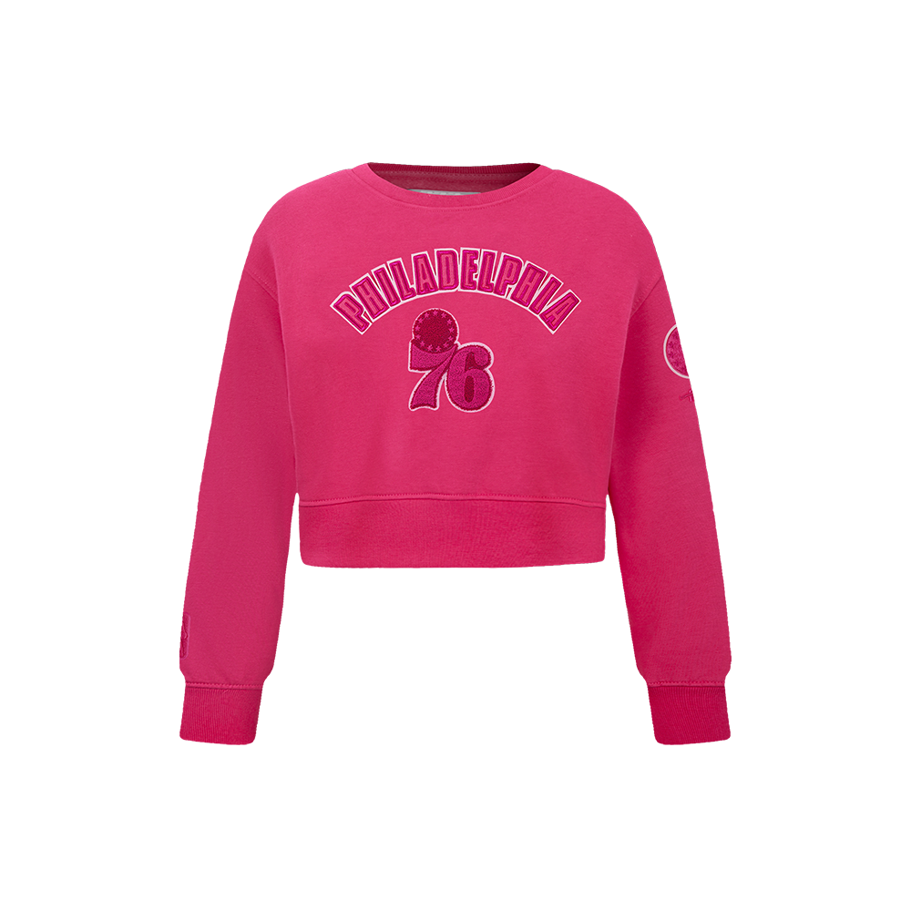 SUDADERA DE CUELLO REDONDO NBA PHILADELPHIA 76ERS CLASSIC TRIPLE PINK PARA NIÑA