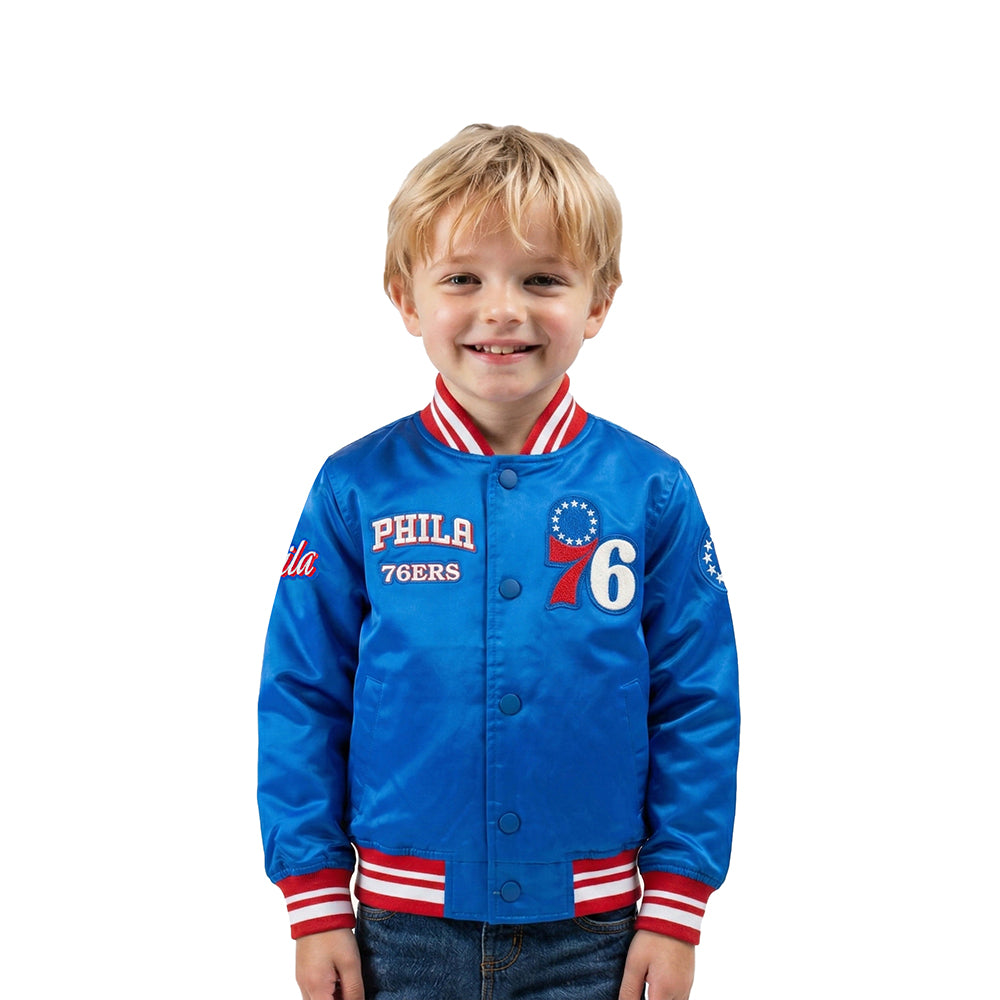 CHAMARRA DE SATIN NBA PHILADELPHIA 76ERS RETRO CLASSICS PARA BEBÉ NIÑO