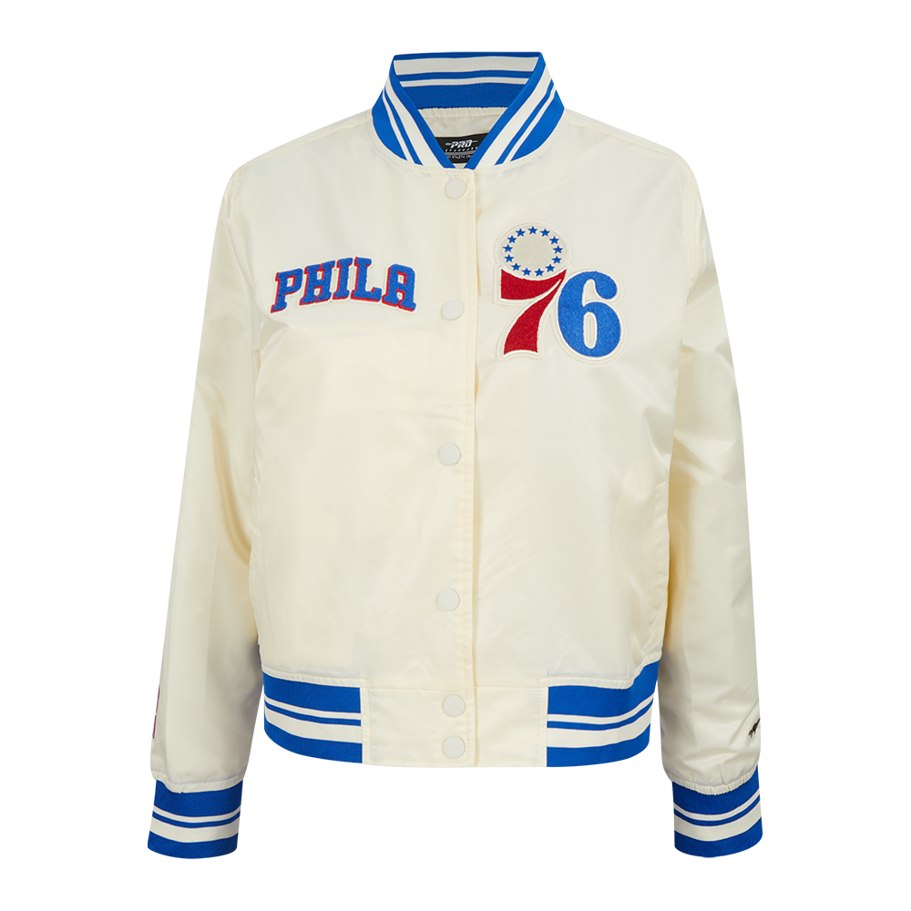CHAMARRA DE SATÍN NBA PHILADELPHIA 76ERS RETRO CLASSICS PARA MUJER