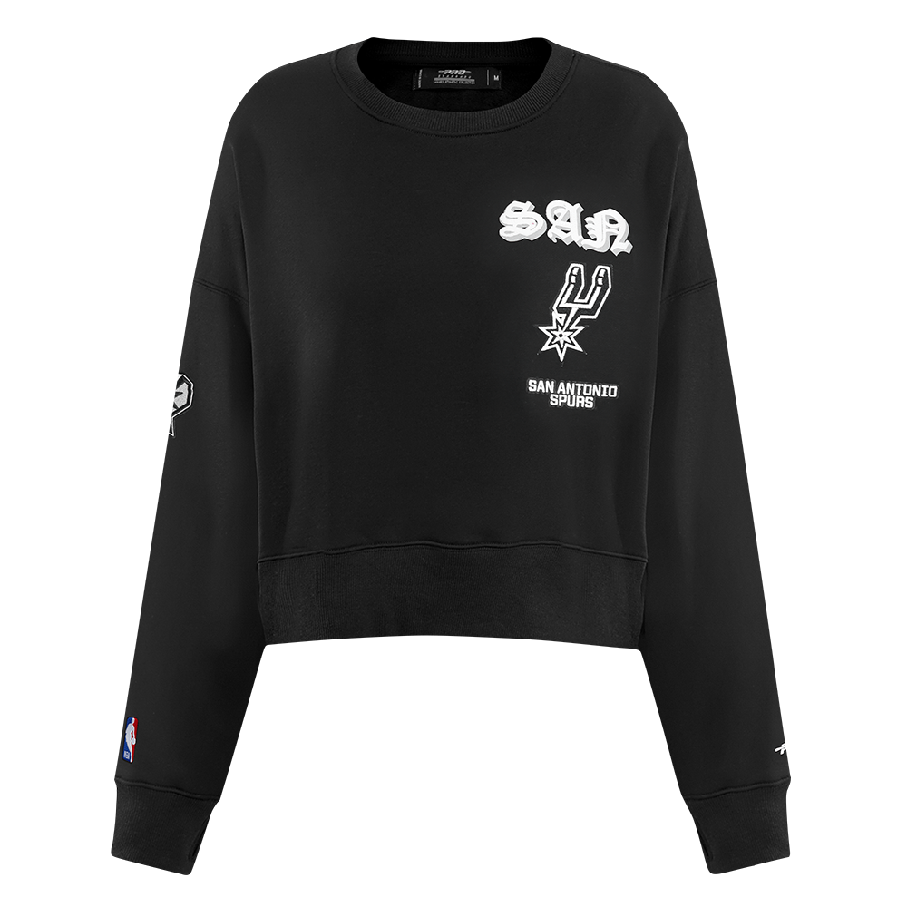 SUDADERA DE CUELLO REDONDO NBA SAN ANTONIO SPURS OLD ENGLISH PARA MUJER