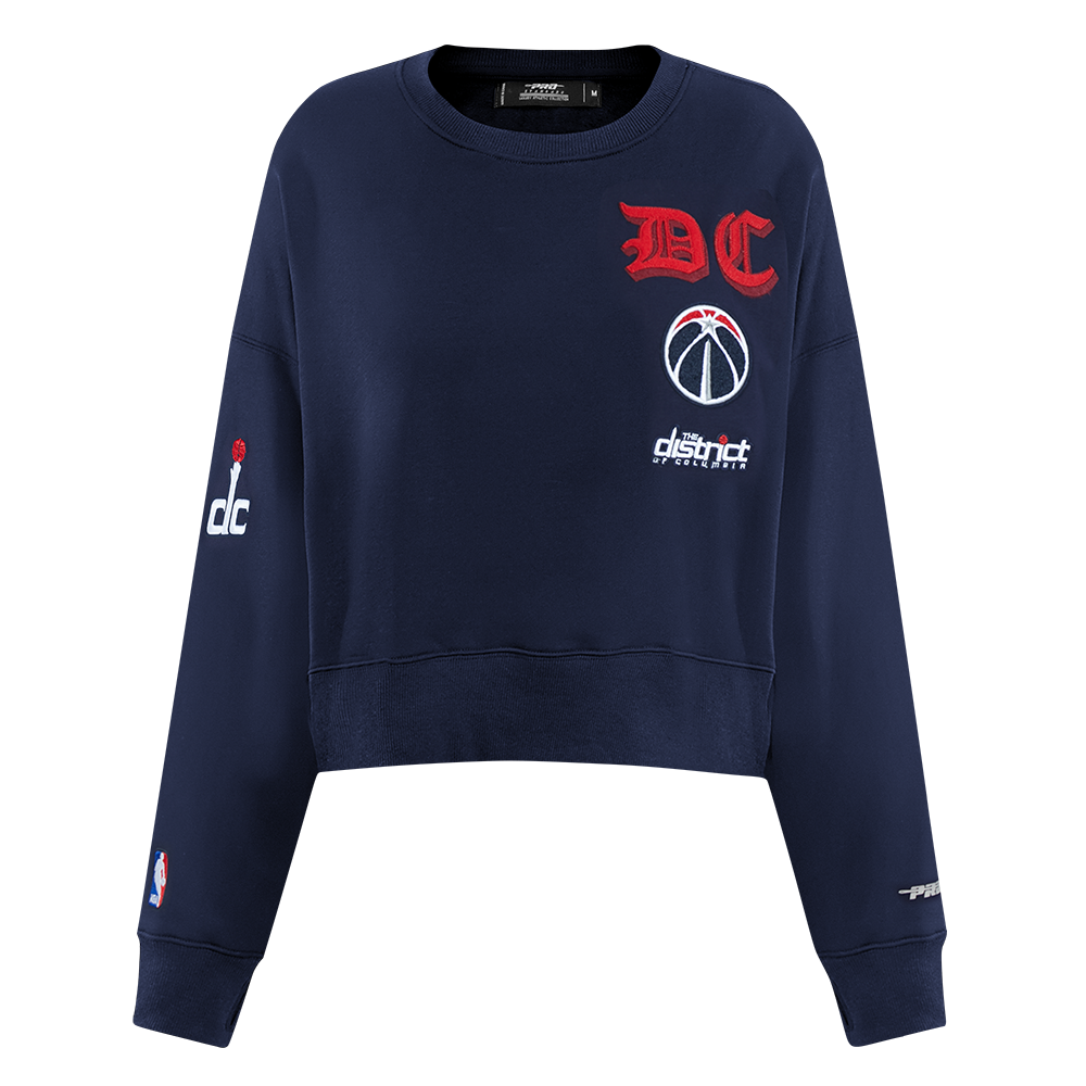 SUDADERA DE CUELLO REDONDO NBA WASHINGTON WIZARDS OLD ENGLISH PARA MUJER