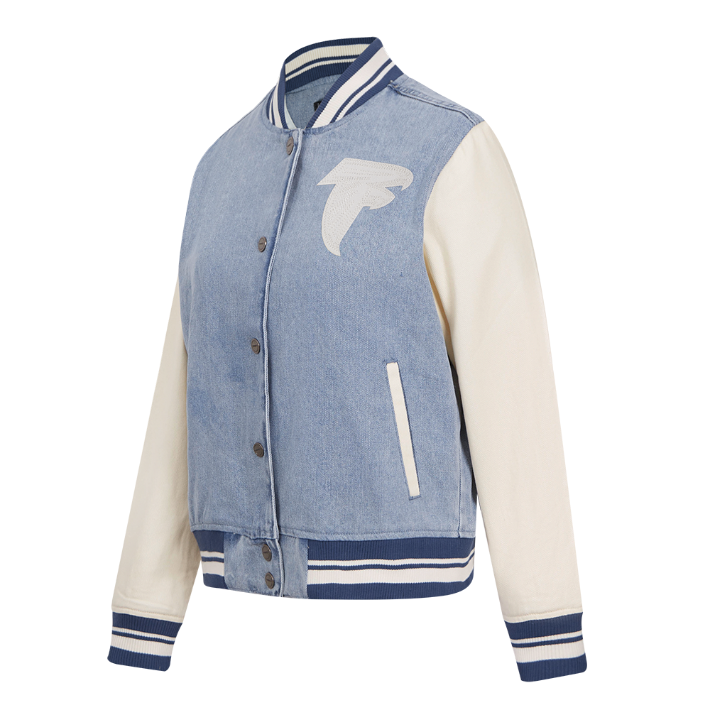 CHAMARRA UNIVERSITARIA NFL ATLANTA FALCONS VARSITY BLUES PARA MUJER