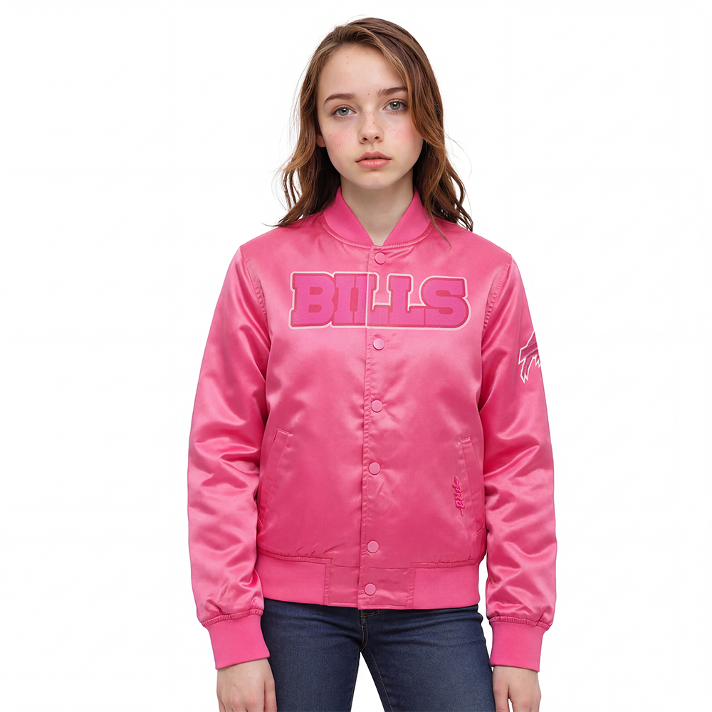 CHAMARRA DE SATIN NFL BUFFALO BILLS CLASSIC TRIPLE PINK PARA NIÑO JUNIOR