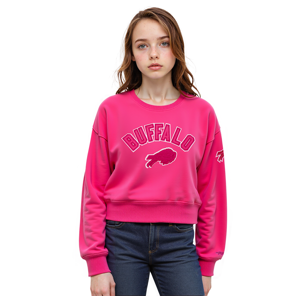 SUDADERA DE CUELLO REDONDO NFL BUFFALO BILLS CLASSIC TRIPLE PINK PARA NIÑA JUNIOR