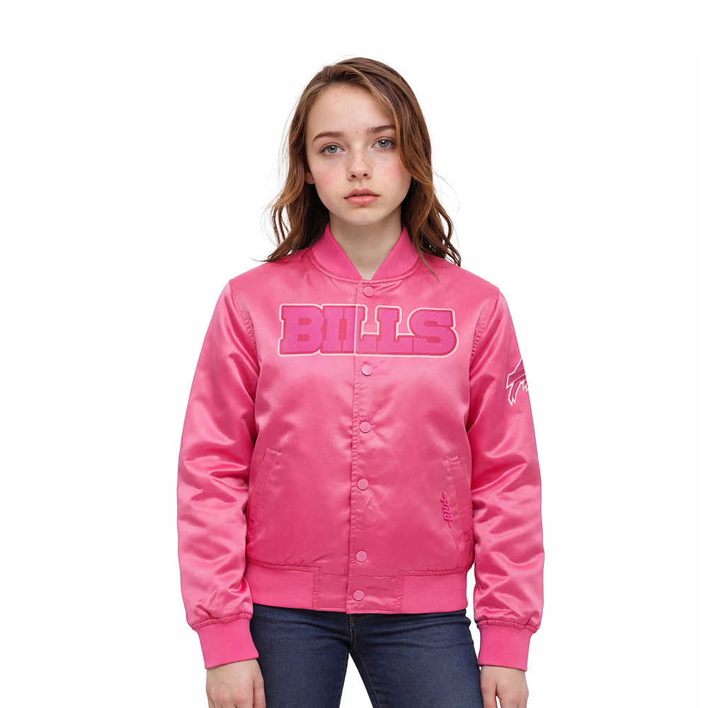 CHAMARRA DE SATIN NFL BUFFALO BILLS CLASSIC TRIPLE PINK PARA NIÑO