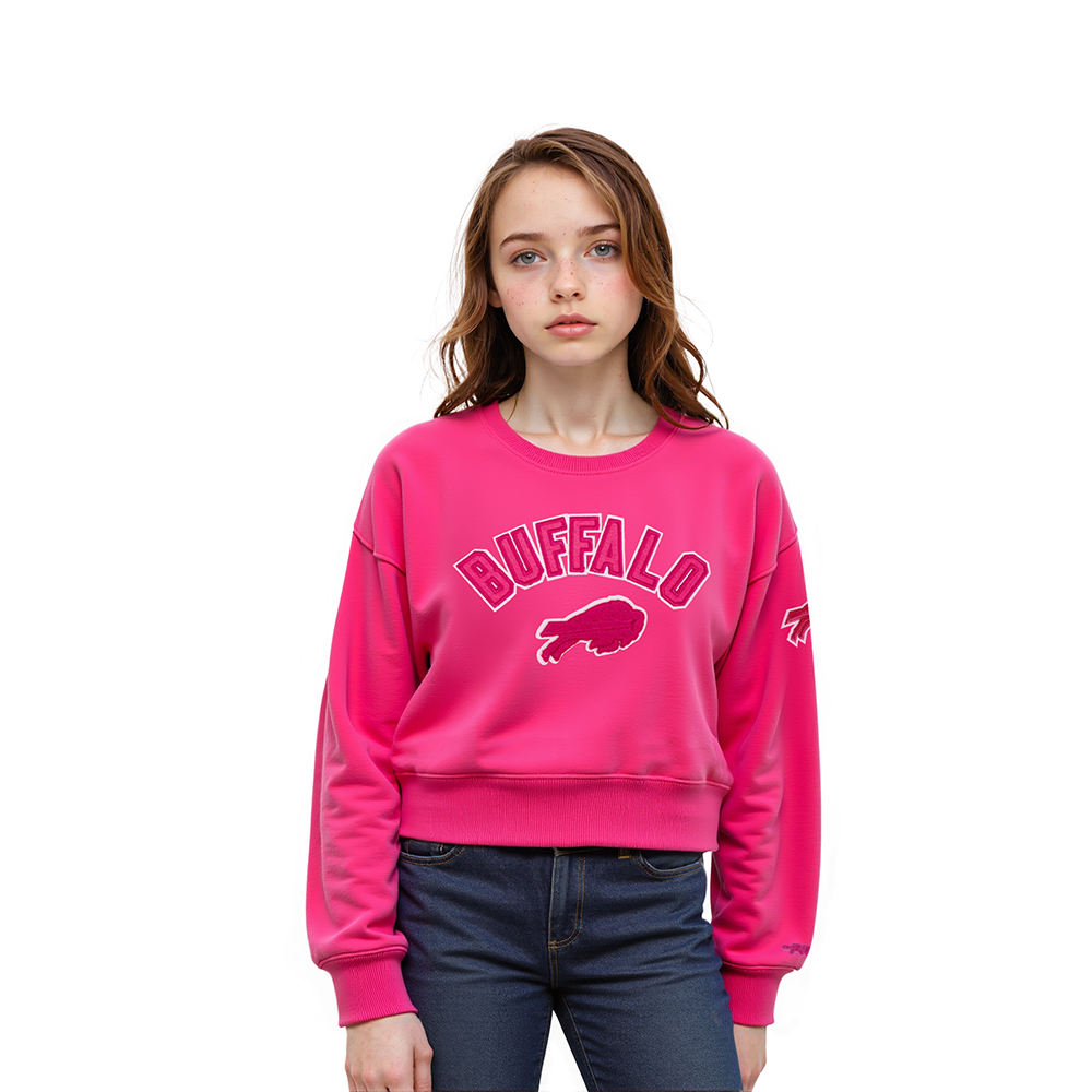 SUDADERA DE CUELLO REDONDO NFL BUFFALO BILLS CLASSIC TRIPLE PINK PARA NIÑA
