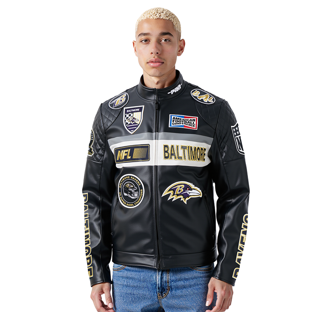 CHAMARRA DE PIEL NFL BALTIMORE RAVENS MOTO JACKET
