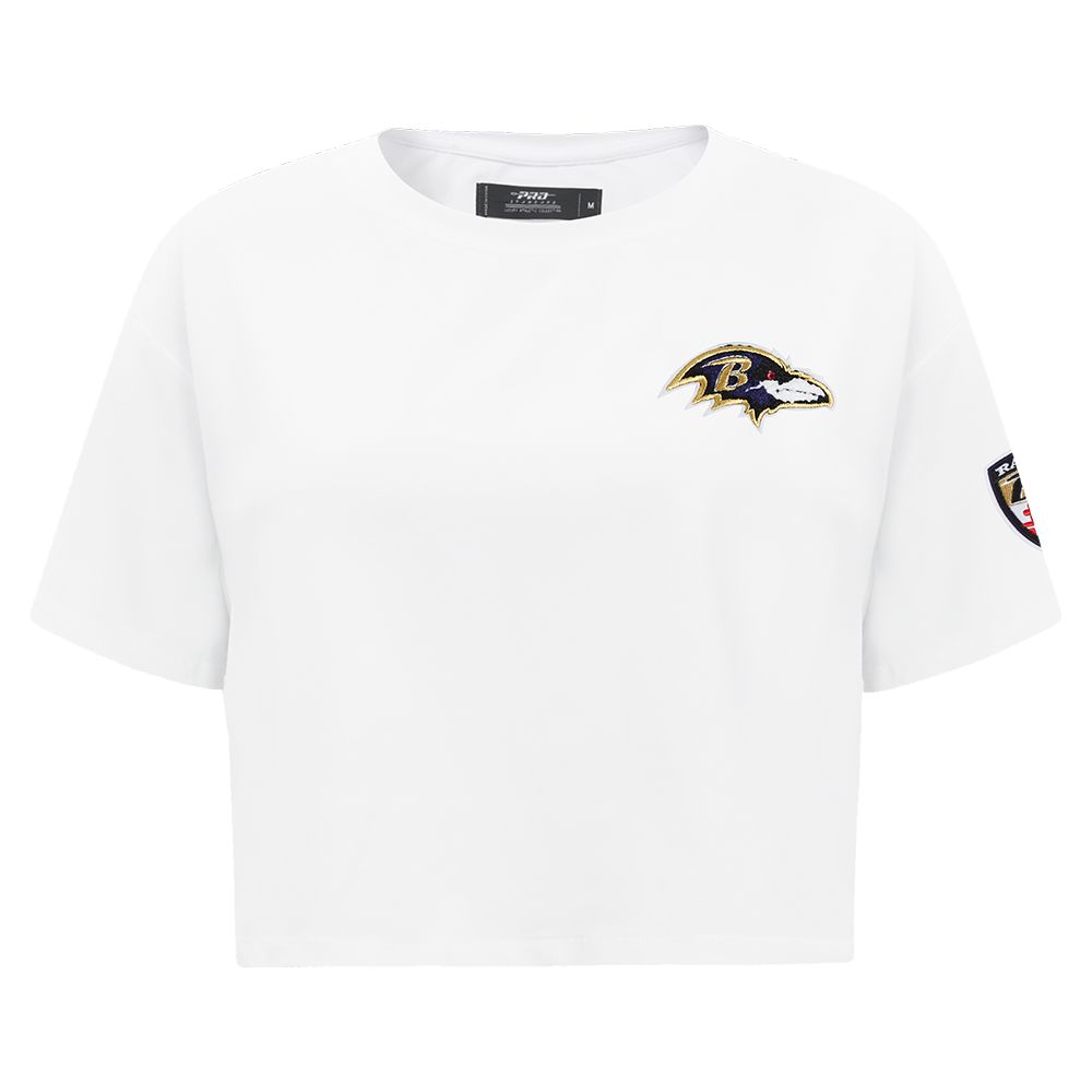 PLAYERA CROP NFL BALTIMORE RAVENS CLASSIC CHENILLE PARA MUJER