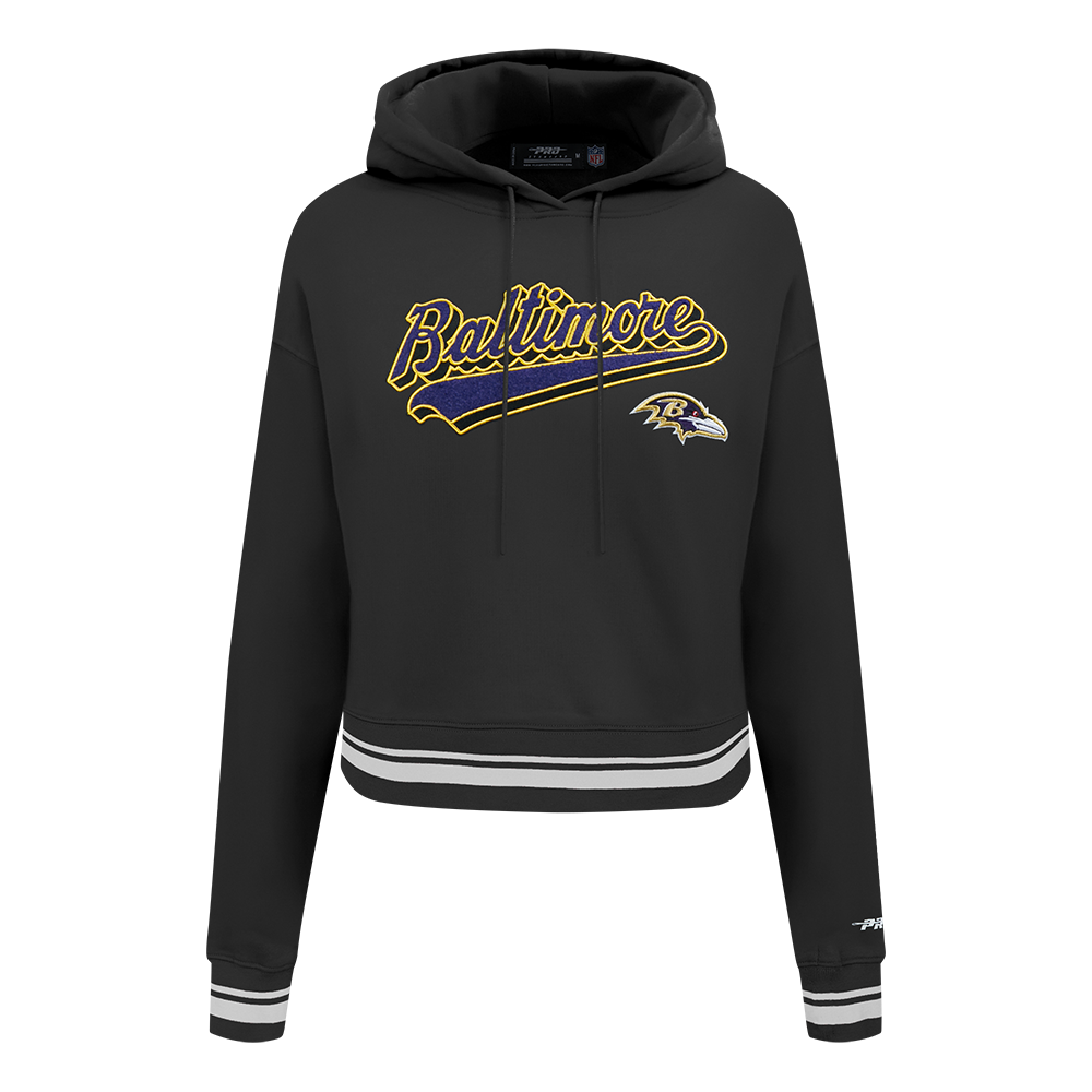 SUDADERA CON GORRO NFL BALTIMORE RAVENS SCRIPT TAIL PARA MUJER