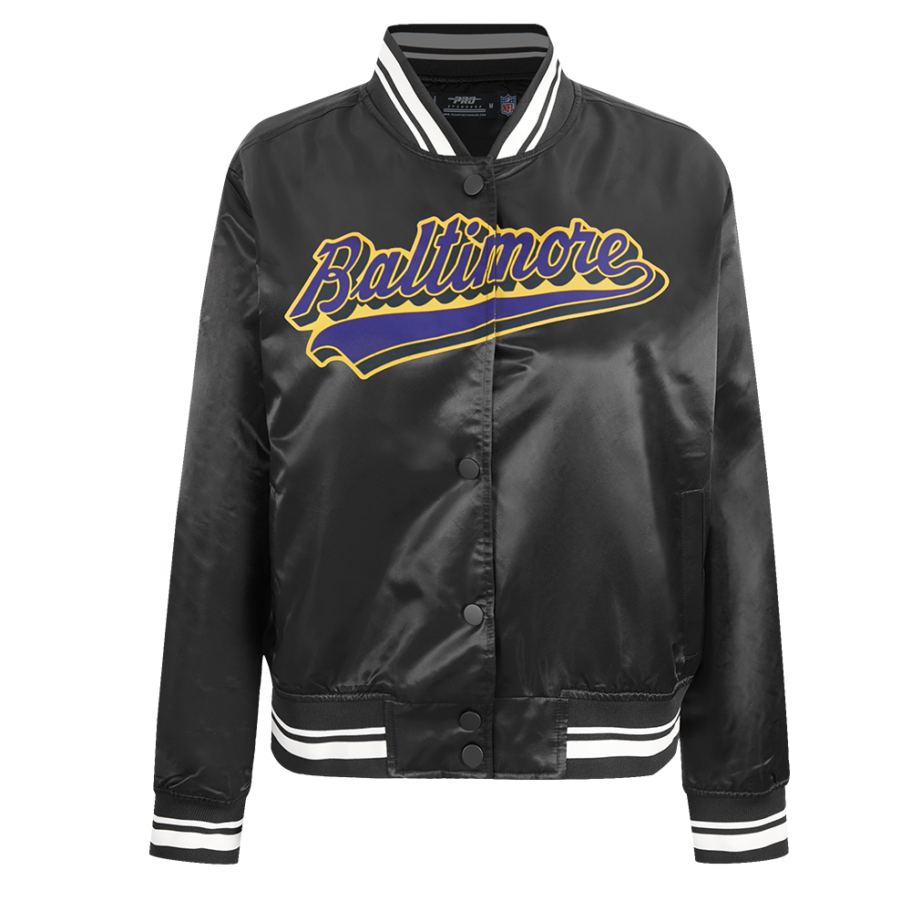 CHAMARRA DE SATÍN NFL BALTIMORE RAVENS SCRIPT TAIL PARA MUJER