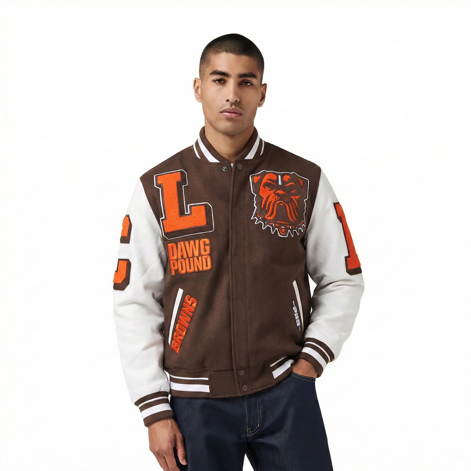 CHAMARRA UNIVERSITARIA NFL CLEVELAND BROWNS MASH UP