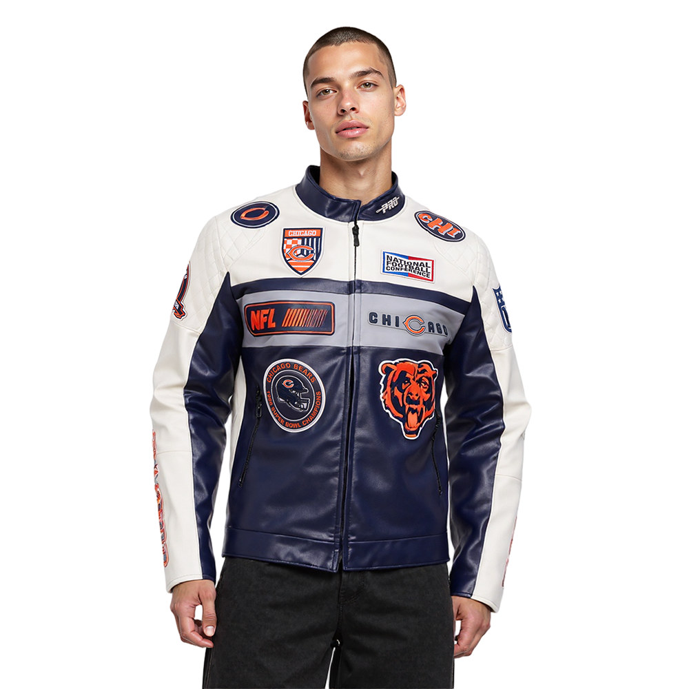 NFL Bears レザージャケット Pro Standard NFL Chicago Bears Moto Jacket Chamarra de Piel