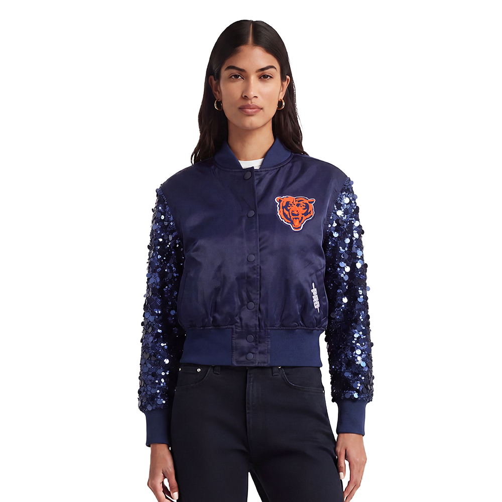 CHAMARRA DE SATIN NFL CHICAGO BEARS SHOW TIME PARA MUJER