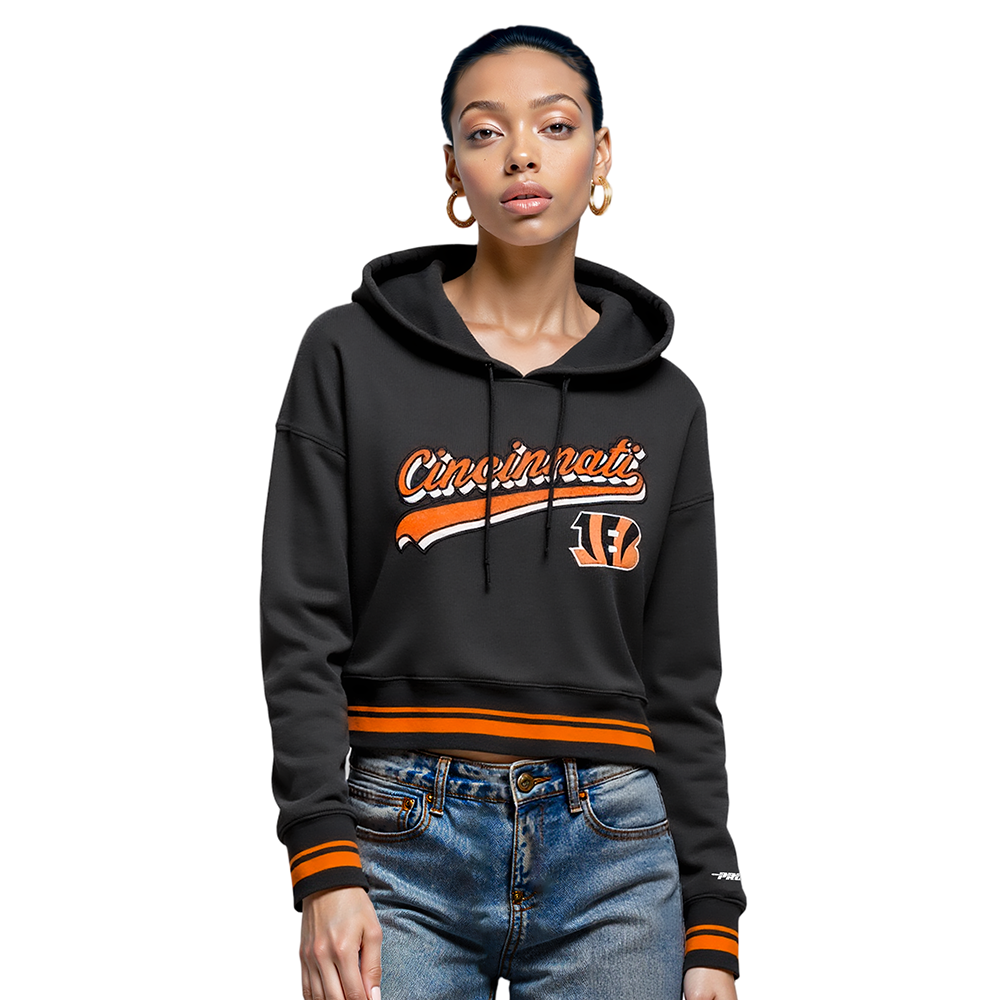 SUDADERA CON GORRO NFL CINCINNATI BENGALS SCRIPT TAIL PARA MUJER