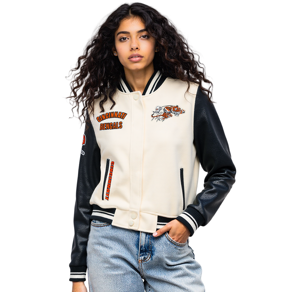 CHAMARRA UNIVERSITARIA NFL CINCINNATI BENGALS RETRO CLASSICS PARA MUJER