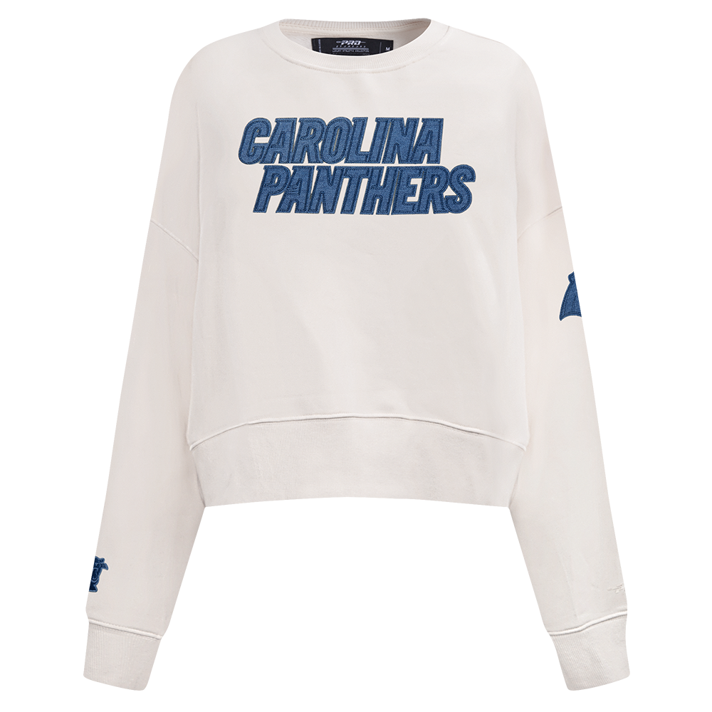 SUDADERA DE CUELLO REDONDO NFL CAROLINA PANTHERS VARSITY BLUES PARA MUJER